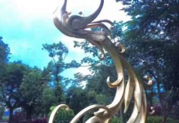古銅色鳳凰雕塑加工 大型城市雕塑 商業(yè)街?jǐn)[件