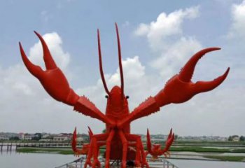 玻璃鋼彩繪龍蝦雕塑 仿真動物雕塑 步行街擺件