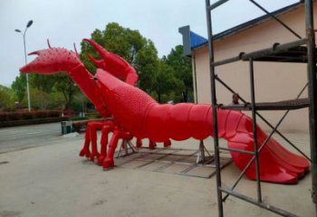 抽象玻璃鋼龍蝦雕塑 店門口彩繪雕塑 步行街擺件