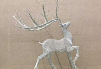 不銹鋼麋鹿雕塑廠家，鏤空工藝，園林擺件