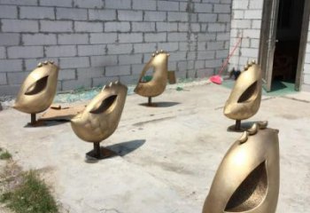室內(nèi)鳥類雕塑，景觀題材，鍍銅工藝