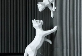 庭院小貓雕塑，動物主題，抽象工藝