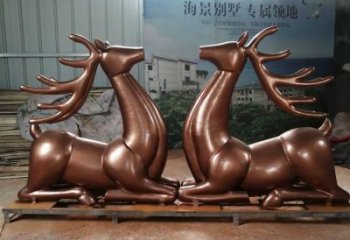 售樓部馴鹿雕塑，噴砂發光雕塑，彩繪題材