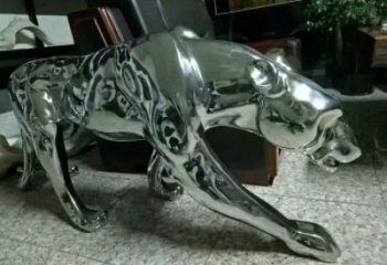 庭院獵豹雕塑，鍍金歐式雕塑，彩繪形式