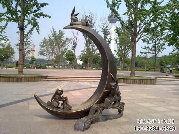 街道月亮雕塑,鍛造景觀雕塑,古銅效果 街道月亮雕塑,鍛造景觀雕塑,古銅效果