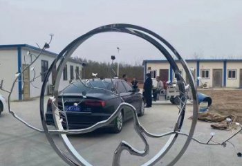 圓環(huán)雕塑，鏤空景觀雕塑，抽象效果