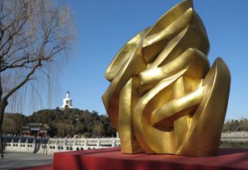 景觀館福字雕塑，鍍銅景觀雕塑，鍍銅工藝