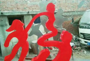 校園福字雕塑，拉絲景觀雕塑，抽象主題