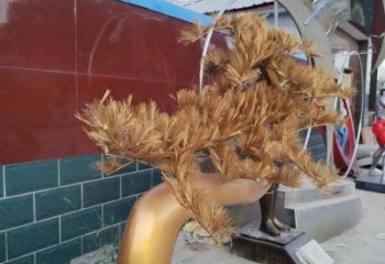大門口松樹雕塑 發(fā)光公園大樹雕塑 仿真植物雕塑