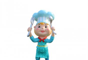 鏡面廚師雕塑 烤漆大型卡通雕塑 博物館動漫雕塑