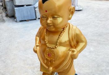 黃銅小和尚雕塑 彩繪兒童雕塑 商業(yè)街肖像雕塑