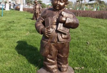 街頭小孩子雕塑 大型別墅區玩耍雕塑 黃銅童趣雕塑