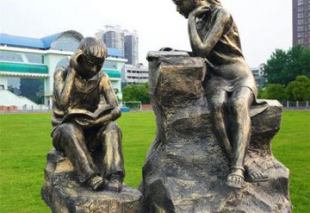 大門口看書雕塑 發光公園人物雕塑 仿真學生雕塑