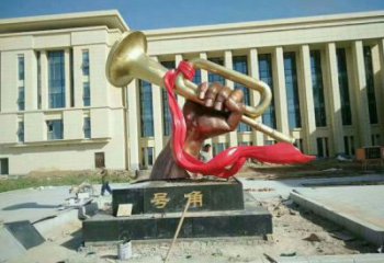 彩繪沖鋒號雕塑廠家 仿真景觀雕塑 步行街?jǐn)[件
