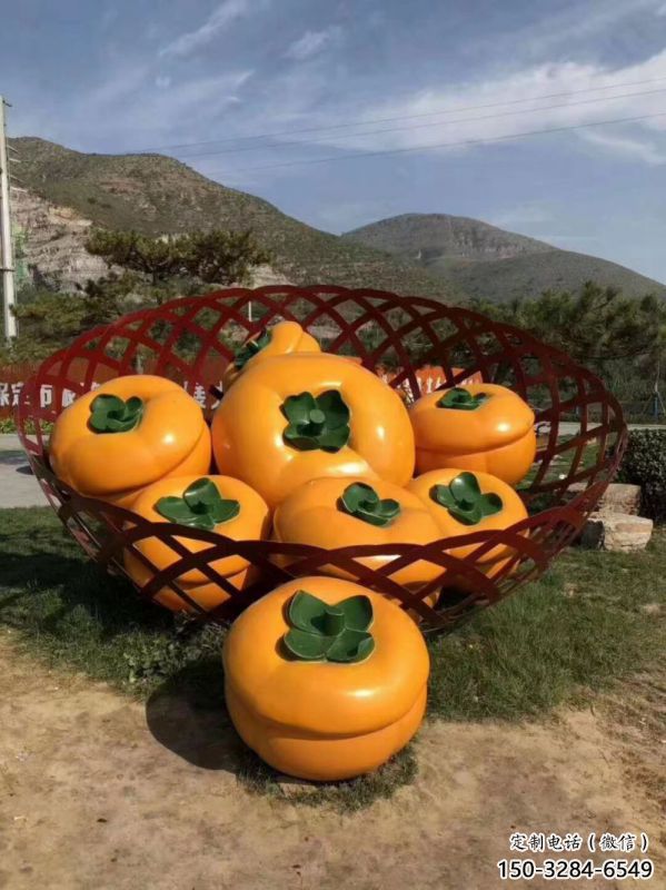 景觀果籃雕塑制作選用,景區案例,柿子果籃雕塑制造商 景觀果籃雕塑制作選用,景區案例,柿子果籃雕塑制造商