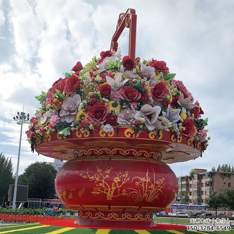 雕塑花籃景觀精選，中式工藝，園林藝術(shù)廣場(chǎng)花籃雕塑供給