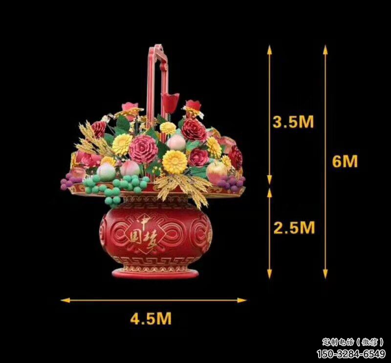 雕塑花籃景觀制造，街景小品，景觀裝飾鐵藝花籃雕塑優(yōu)價(jià)