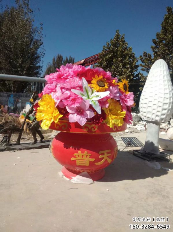 花籃雕塑定價，景觀雕塑，園林旅游區花籃雕塑擺件