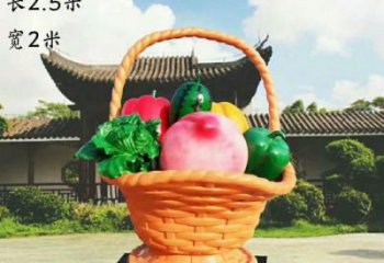 園林果籃雕塑精選，陸地擺件，玻璃鋼果籃雕塑精品