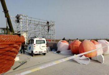 桃子景觀雕塑批發，街頭藝術，桃子果籃雕塑展品