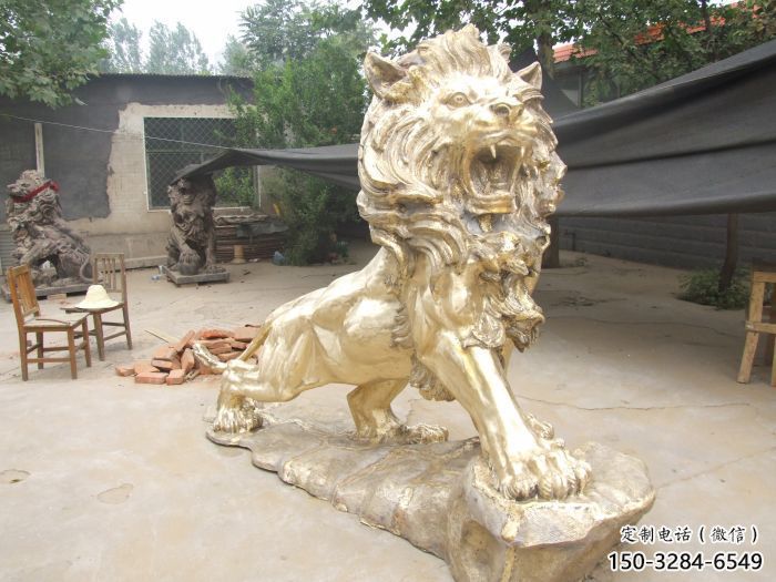 地產獅子雕塑點擊，景觀雕塑，黃銅走獅雕塑供求