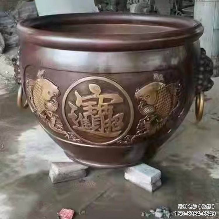 紫銅缸雕塑-金魚(yú)圖造型銅雕塑 紫銅缸雕塑-金魚(yú)圖造型銅雕塑