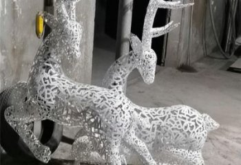 校園廣場(chǎng)梅花鹿雕塑訂做，城市雕塑，景觀鏤空梅花鹿雕塑工程