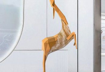 商場(chǎng)小鹿雕塑展品，景觀概念，幾何鏤空小鹿雕塑優(yōu)選