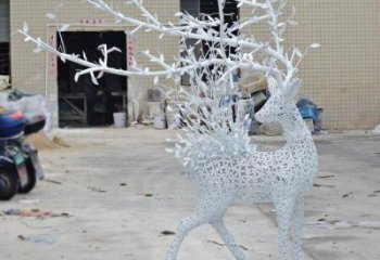 花園梅花鹿雕塑批發(fā)，標識雕塑，展示鏤空梅花鹿雕塑