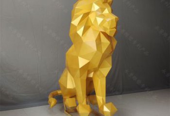 幾何獅子雕塑指用，景觀雕塑，藝術(shù)不銹鋼獅子雕塑點擊