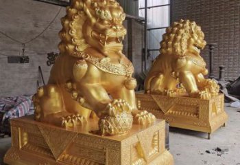 獅子雕塑制造商，黃銅動(dòng)物小品，鑄銅蹲獅雕塑定制