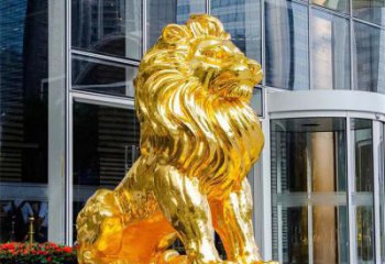 獅子雕塑精選，大門口擺件，戶外鎏金獅子雕塑承接