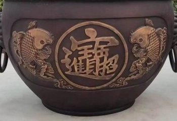 金魚圖紫銅缸雕塑