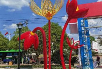郁金香雕塑訂做，室外軟裝，不銹鋼郁金香雕塑廠