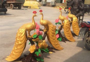 戶外孔雀擺放批發(fā)，景觀雕塑，銅孔雀雕塑生產(chǎn)商