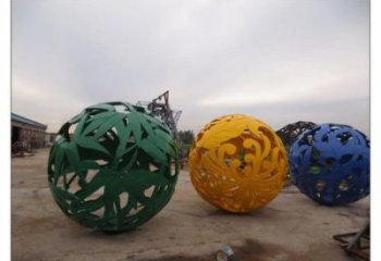 鏤空花紋球雕塑定做，廣場雕塑，不銹鋼花紋球雕塑優選