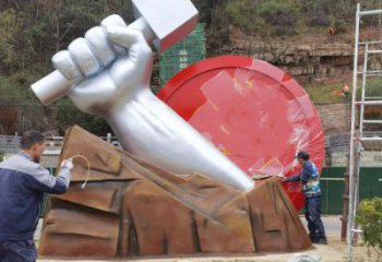 拳頭雕塑預(yù)定，白鋼構(gòu)件，不銹鋼拳頭雕塑選定