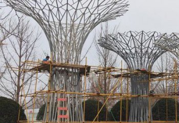 烤漆遮陽(yáng)樹(shù)雕塑制造商，室外軟裝，鏤空遮陽(yáng)樹(shù)雕塑制作