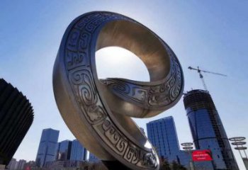 金屬雙環雕塑承接，陸地擺件，不銹鋼雙環雕塑制造商
