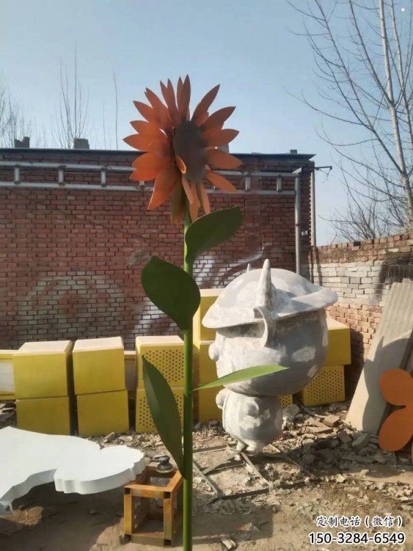 新建太陽花雕塑工程，美陳雕塑，玻璃鋼太陽花雕塑廠家