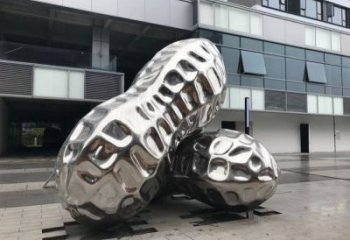 四平花生雕塑制造，白鋼構(gòu)件，不銹鋼花生雕塑提供