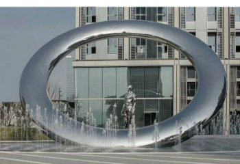 建鄴小區圓環雕塑，水簾噴泉雕塑，水景藝術效果