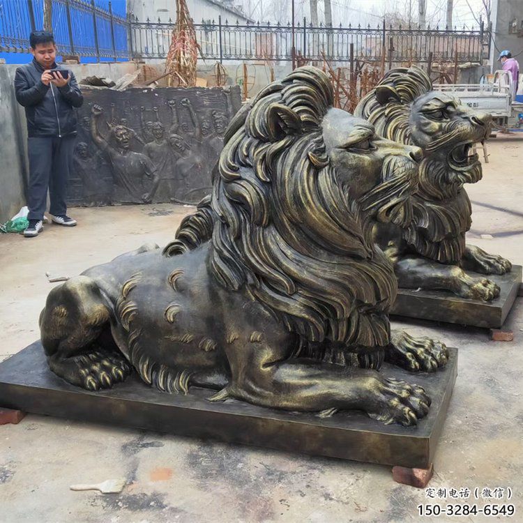 大東大型趴獅雕塑,仿銅動物雕塑,玻璃鋼獅子雕塑制作 大東大型趴獅雕塑,仿銅動物雕塑,玻璃鋼獅子雕塑制作