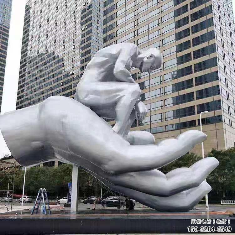 金鳳沉思者雕塑，景觀雕塑，手托人物雕塑廠家提供