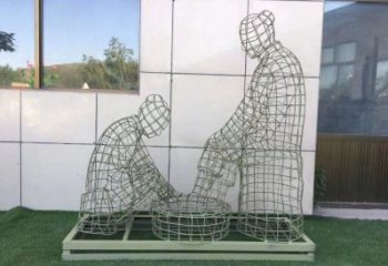 城西鏤空洗腳雕塑制作，園林裝飾，鐵藝孝道人物雕塑