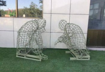 運城鏤空下棋雕塑供需，廣場雕塑，鐵藝民俗人物雕塑選用