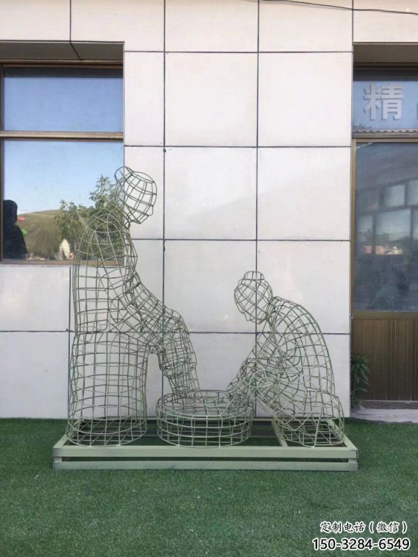 日喀則鏤空孝道雕塑通用，街景小品，鐵藝洗腳雕塑制造
