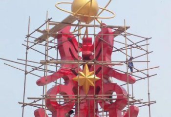 萬盛景觀科技之星雕塑選用，美陳雕塑，抽象不銹鋼科技之星雕塑標準
